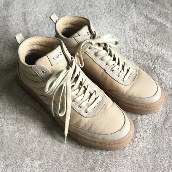 Loci Men's Ten Recycled Ocean Plastic Mid-top Sneakers In Sand/ Gum EU 39 US 7 - Picture 1 of 7